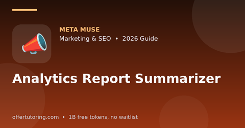 Analytics Report Summarizer illustration – Meta Muse Marketing & SEO guide 2026