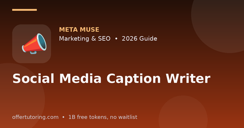 Social Media Caption Writer illustration – Meta Muse Marketing & SEO guide 2026