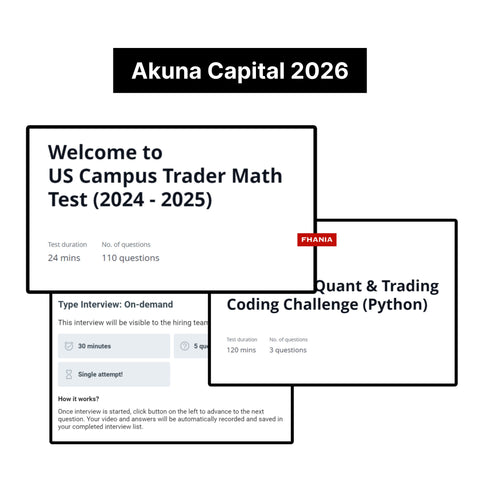2026 Akuna Capital Coding Challenge Math Test Probability Test On-demand Interview Exact Questions & Answers