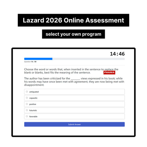 2026 Lazard Online Assessment Video Interview Exact Questions and Answers
