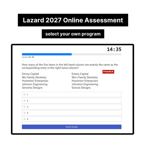 2027 Lazard Online Assessment Video Interview Exact Questions and Answers