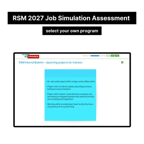 2027 RSM Online Situational Assessment and Job Simulation Assessment Tutorials