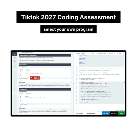 2027 TikTok Online Hackerrank Coding Assessment Tutorials