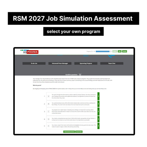 2027 RSM Online Situational Assessment and Job Simulation Assessment Tutorials