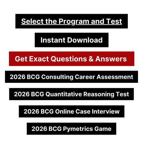 2026 BCG Consulting Career Assessment, Online Case and Quantitative Reasoning Test Tutorials