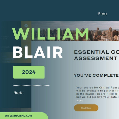 2024 William Blair Suited Online Pre-recruiting Assessments Tutorials - Offer