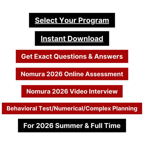 2026 Nomura Online Assessment and Video Interview Exact Questions