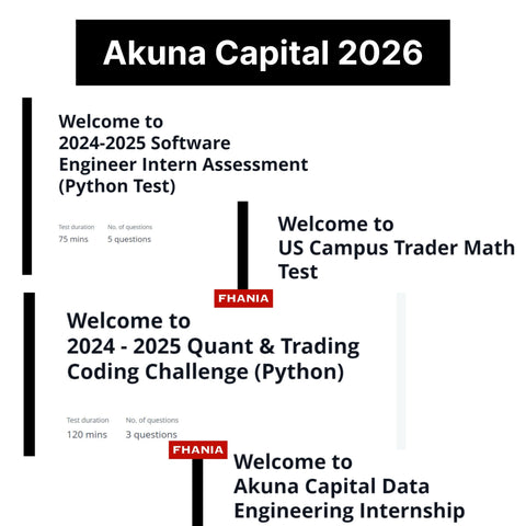 2026 Akuna Capital Coding Challenge Math Test Probability Test On-demand Interview Exact Questions & Answers