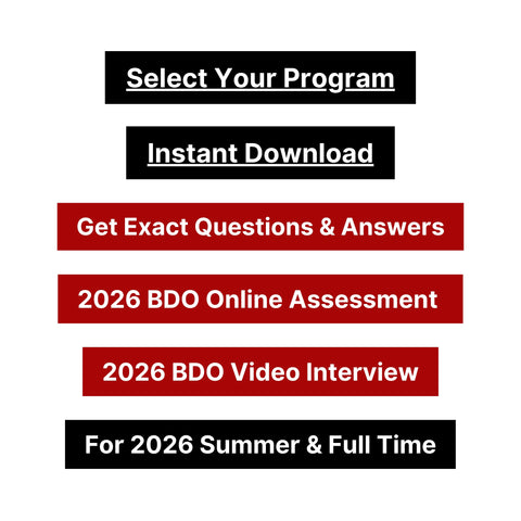 2026 BDO Interactive Assessment Online Assessment Exact Questions and Answers