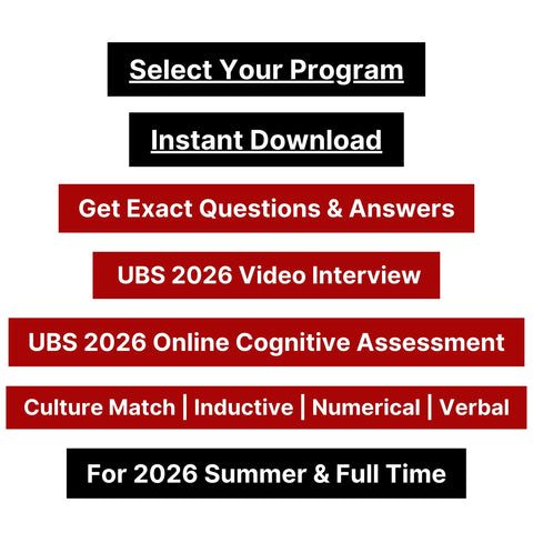 2024年瑞銀在線評估 PDF 教程 |初級人才評估和 Sonru 視頻面試|2024 年確切問題 |參考答案 |夏季/全職職位