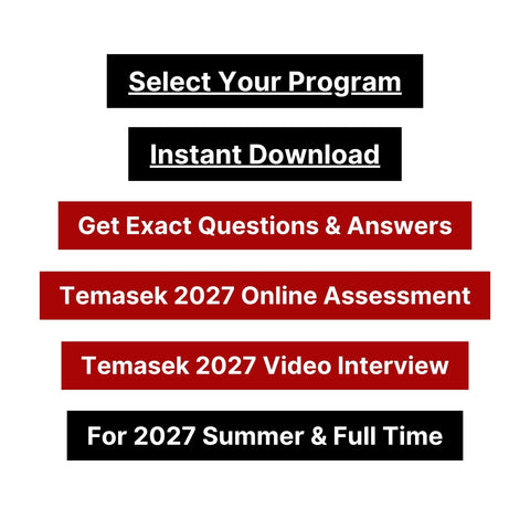 2027 Temasek Online Assessment & Video Interview Answers