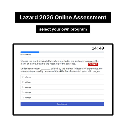 2026 Lazard Online Assessment Video Interview Exact Questions and Answers