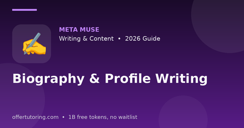Biography & Profile Writing illustration – Meta Muse Writing & Content guide 2026