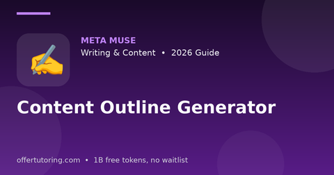 Content Outline Generator illustration – Meta Muse Writing & Content guide 2026