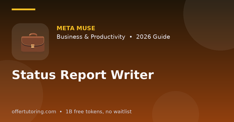 Status Report Writer illustration – Meta Muse Business & Productivity guide 2026