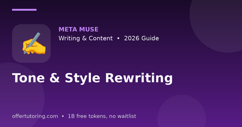 Tone & Style Rewriting illustration – Meta Muse Writing & Content guide 2026