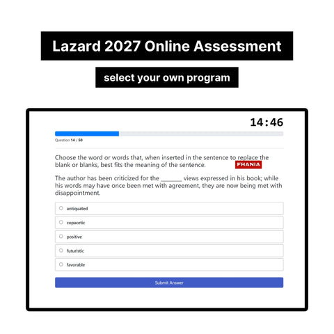 2027 Lazard Online Assessment Video Interview Exact Questions and Answers