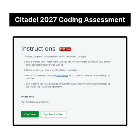 2027 Citadel Online Assessment and Coding Challenge Tutorials