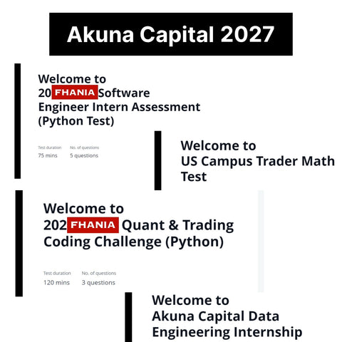 2027 Akuna Capital Coding Challenge Math Test Probability Test On-demand Interview Exact Questions & Answers