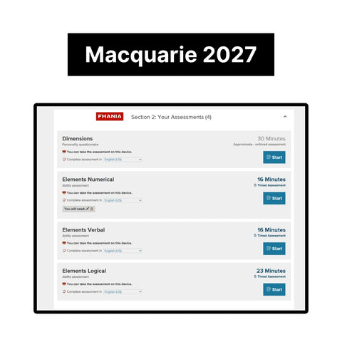2027 Macquarie Online Psychometric Assessment Tutorials