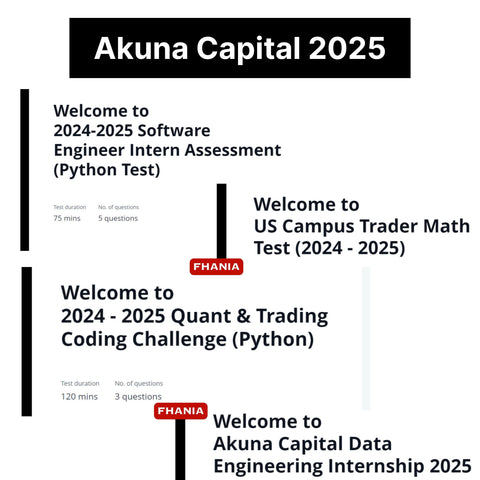 2025 Akuna Capital Coding Challenge Math Test On-demand Interview Exact Questions & Answers