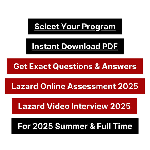 2025 Lazard Online Assessment and Video Interview Exact Questions and Answers