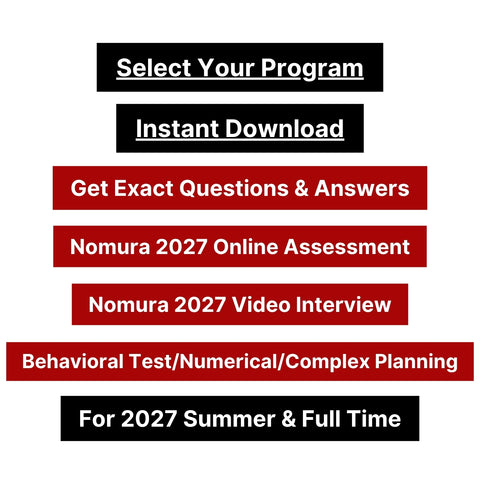 2027 Nomura Online Assessment and Video Interview Exact Questions