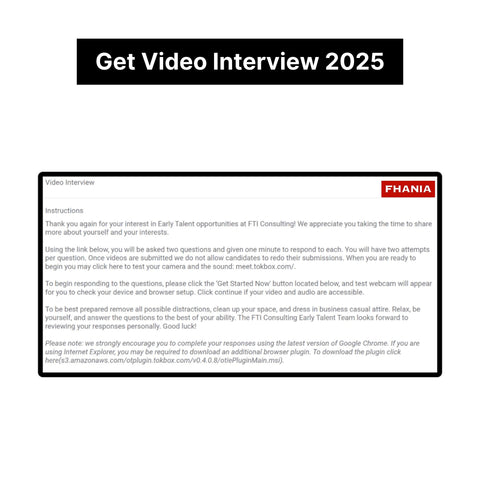 2025 FTI Consulting Pre-recorded Video Interview & Online Assessment Tutorials