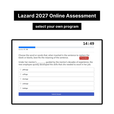 2027 Lazard Online Assessment Video Interview Exact Questions and Answers