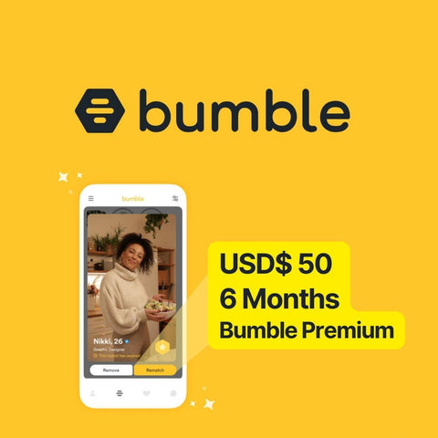 80% Discount - Bumble Premium Subscription 6-Month Gift Card - Offer